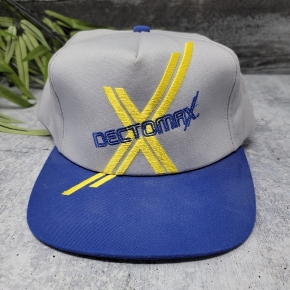 Vintage Dectomax | Snapback Gray Blue & Yellow Logo Hat - Picture 1 of 5